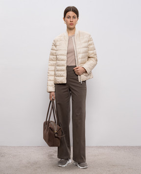 Peserico Beige melange ribbed top with chain S08700J005669