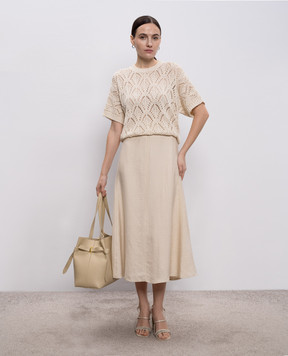 Peserico Beige midi skirt with linen A0504605435