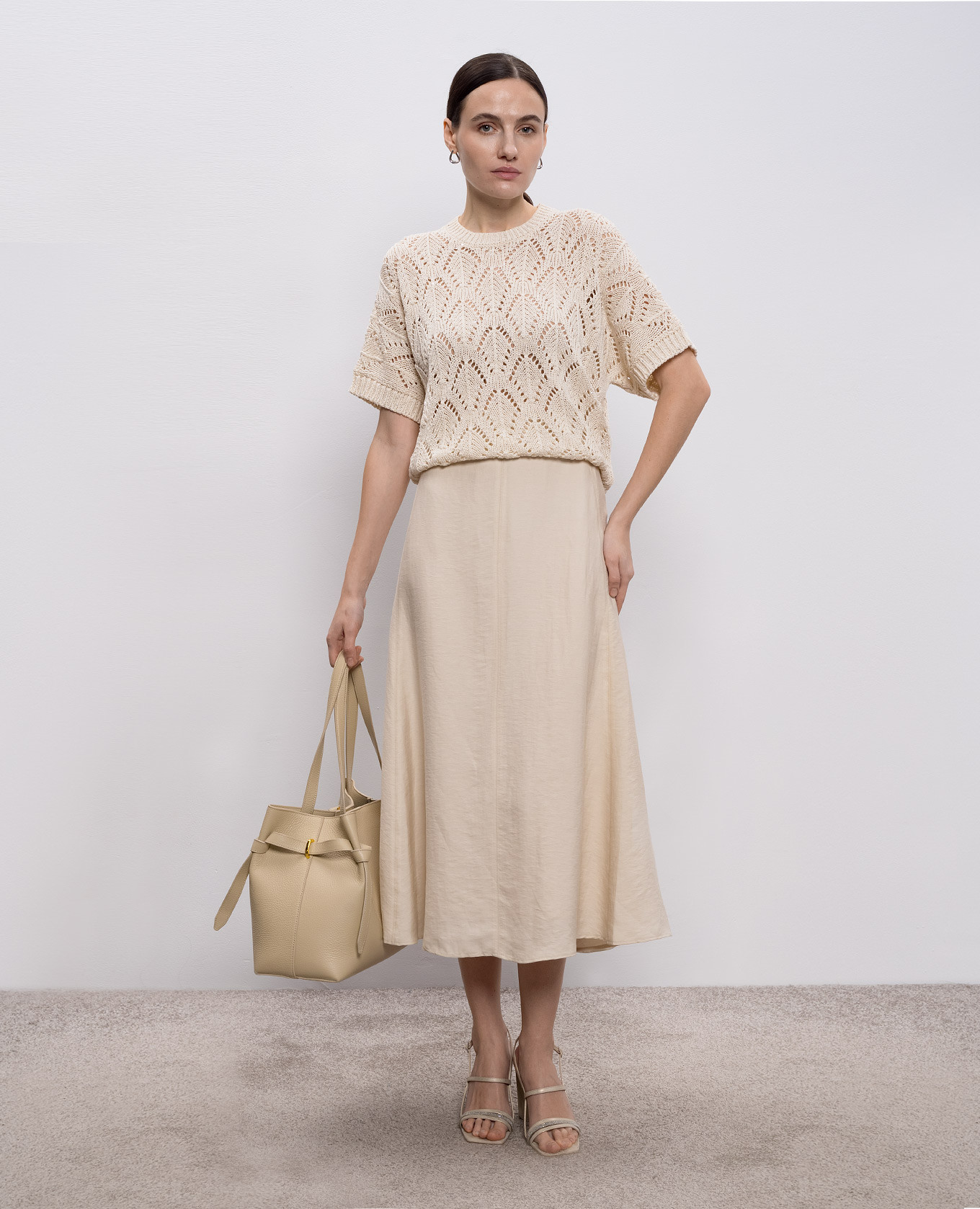 Beige midi skirt with linen Peserico 2