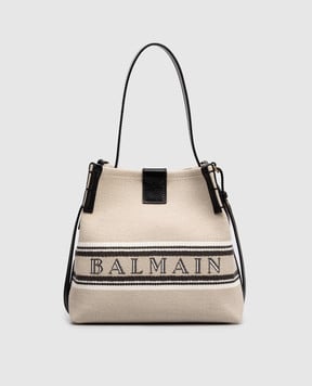 Balmain Beige Release Bucket Bag with Logo GN1CA032TJBR