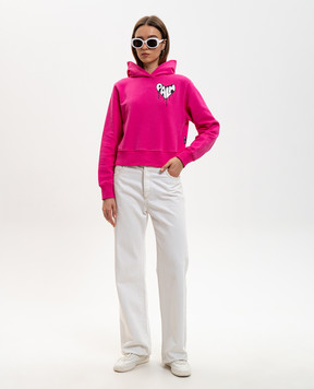Palm Angels Pink hoodie with logo print PWBB022G20FLE004