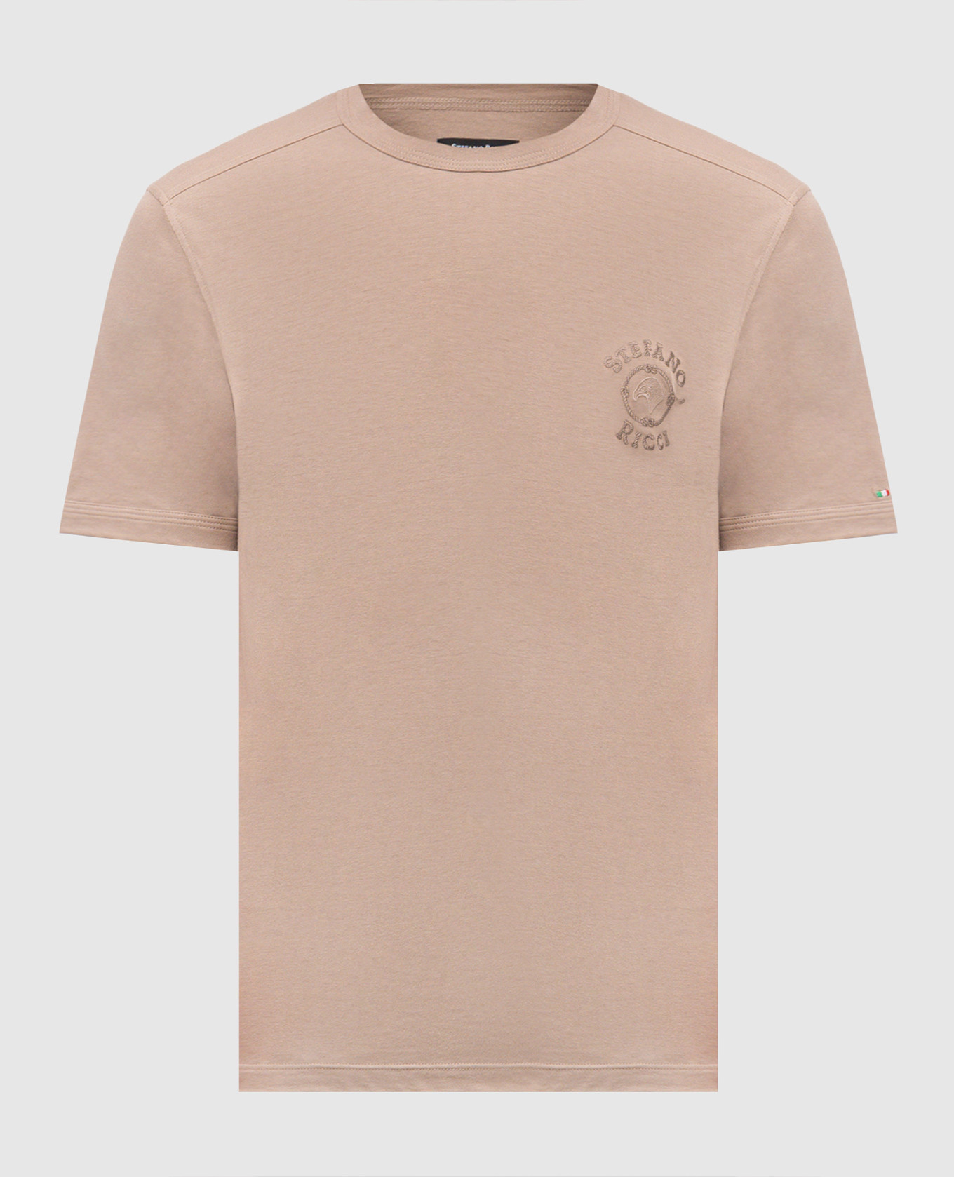Beige T-shirt with logo embroidery