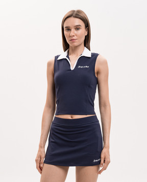 Sporty & Rich Blue top with polo collar TO02475326BL107