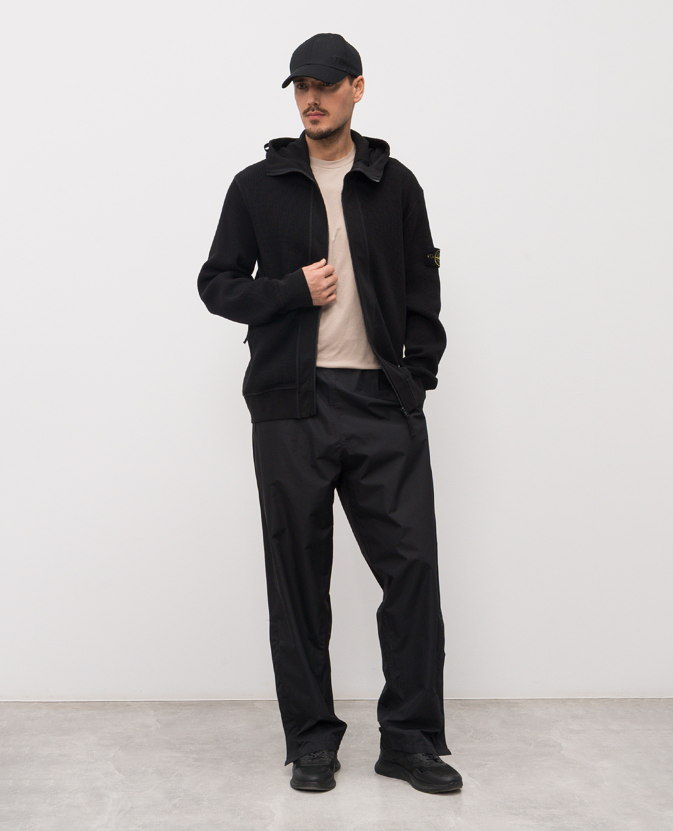 

Black sports jacket with logo Stone Island