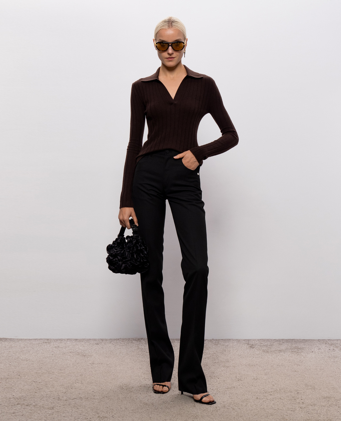 Brown ribbed wool and cashmere pullover AMIRI 2