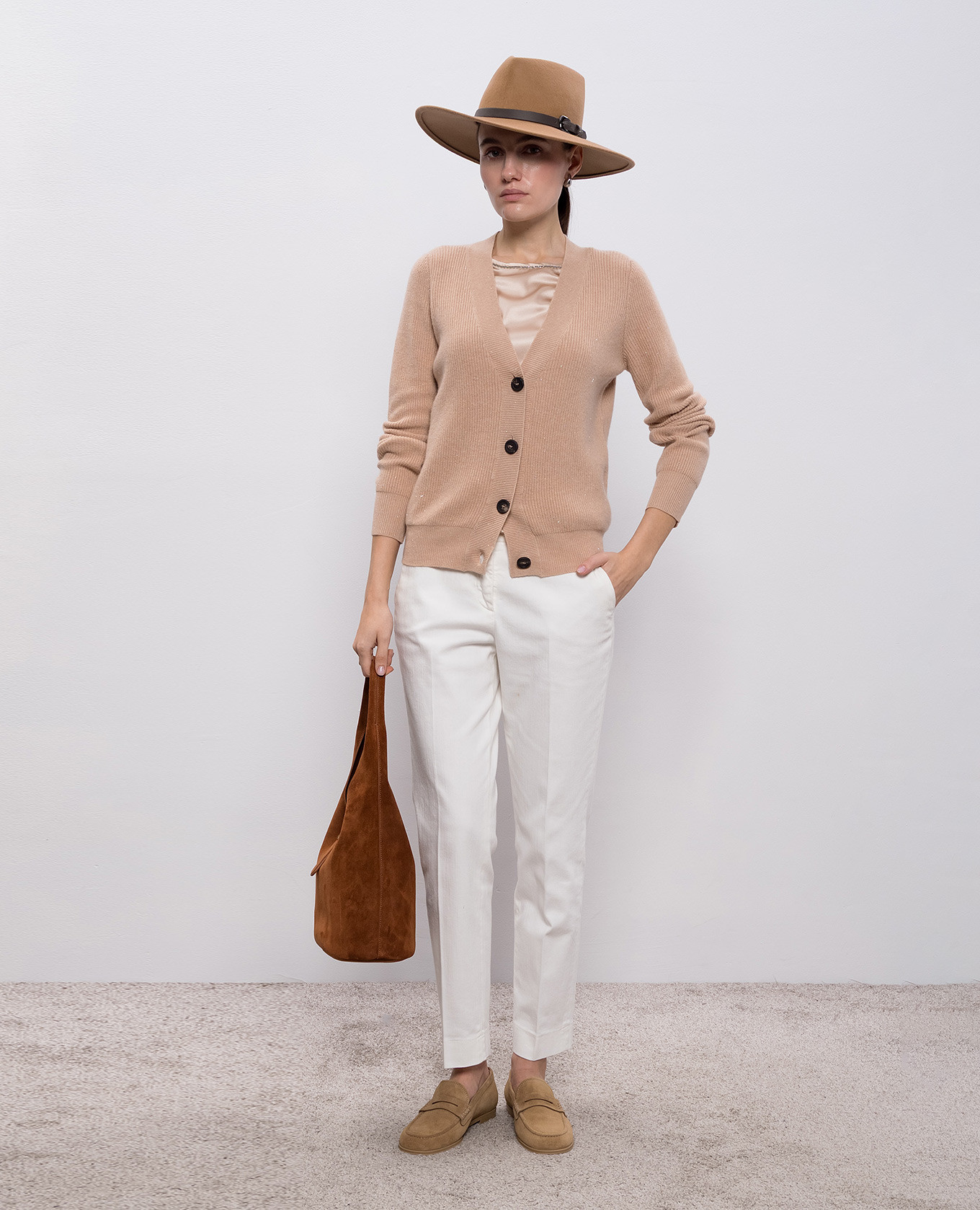 

Beige cardigan with wool and silk Peserico