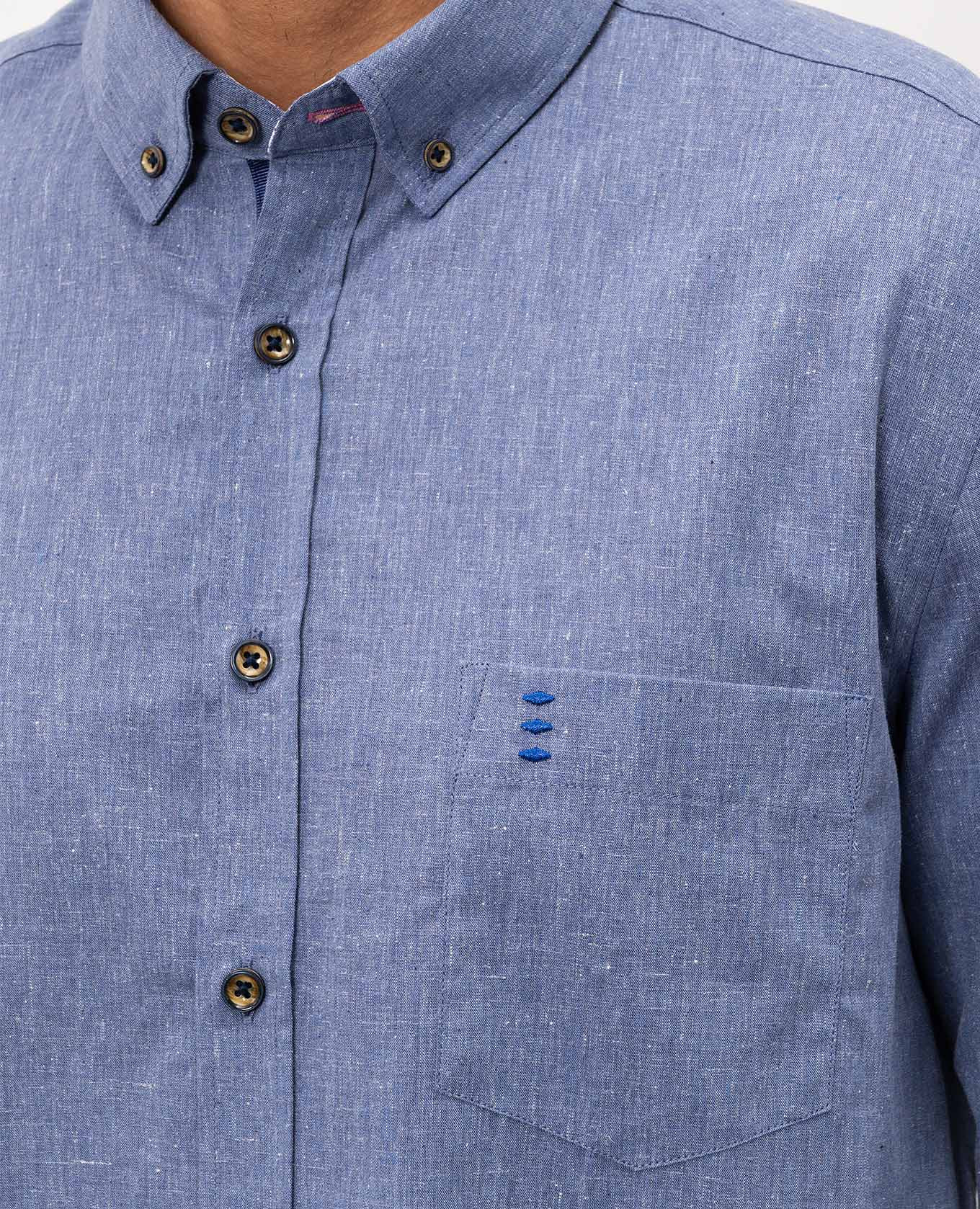 Blue shirt with linen Florentino 5