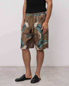 Dolce&Gabbana Silk shorts with branded print GV37ATHI12C