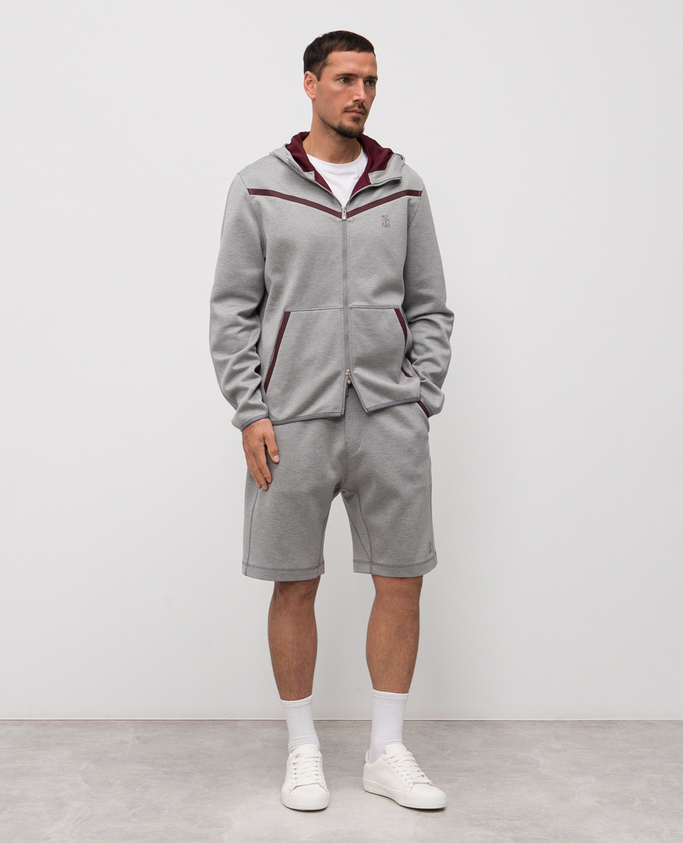 Grey shorts with logo print Brunello Cucinelli 2