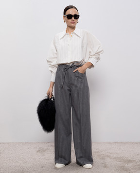 Twinset Gray striped wool pants 252TT2440