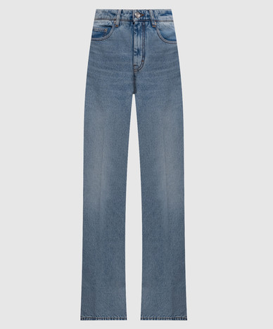 Blue flared jeans with logo patch