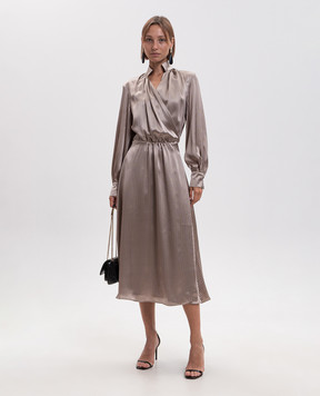 Kiton Beige silk wrap dress D62319K0584I