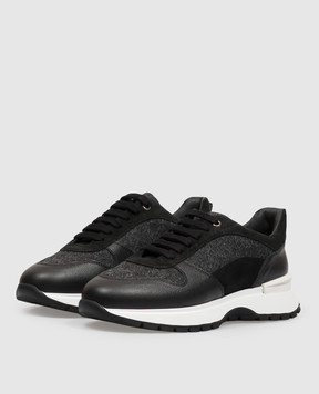 Doucal's Black combination sneakers with textured logo DD8828WHINPF800