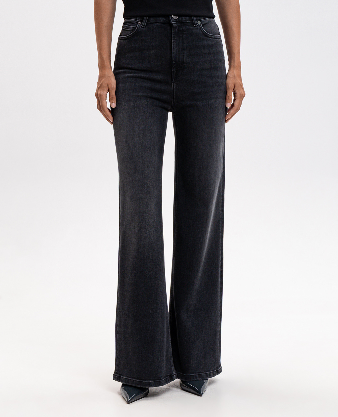 Grey flared jeans with a distressed effect Twinset 3