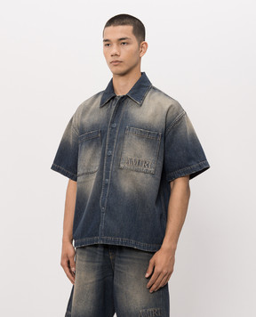 AMIRI Blue denim shirt with a worn effect AM326SH001