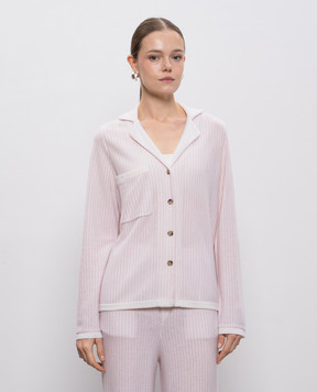 Allude Pink striped wool and cashmere pajama shirt 25517750