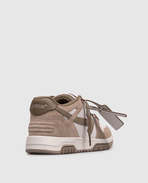 Off-White Out Of Office grey leather sneakers with logo OWIA259S26LEA005