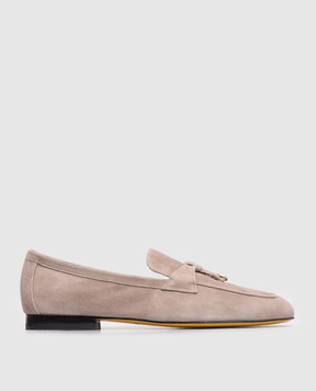 Doucal's Gray suede loafers with pendants DD8693MAENUY278