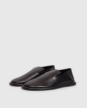 Ami Paris Black leather loafers with double construction USV059AL0181