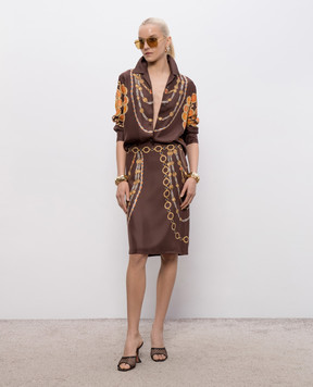 Versace Brown printed silk skirt 10246901A17952