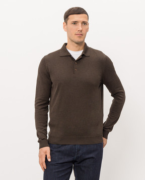 ISAIA Brown silk polo shirt MG8327Y0470