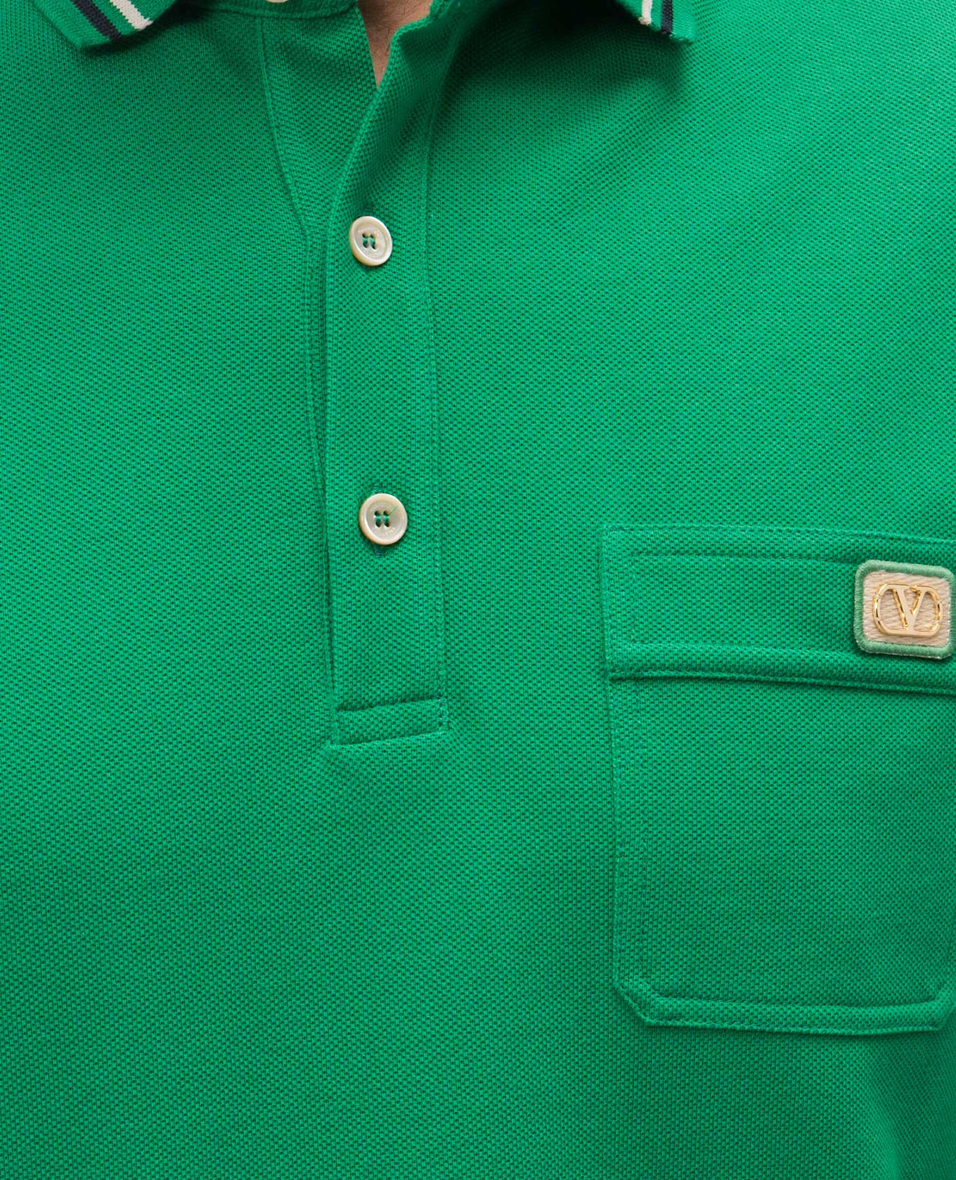 

Green polo with logo patch Valentino