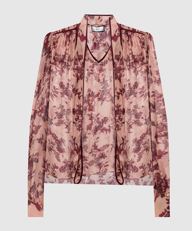 Beige Bluse mit Seide