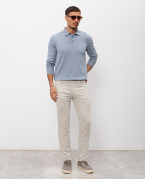 Pini Parma Beige linen pants with logo patch JEACOLIBEI