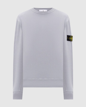 Stone Island Blue ribbed sweatshirt with logo patch L2S156100017S0472