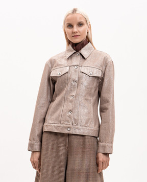 Brunello Cucinelli Beige denim jacket with lurex ML1097328P