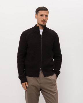 Peserico Brown wool cardigan R59560F0509044