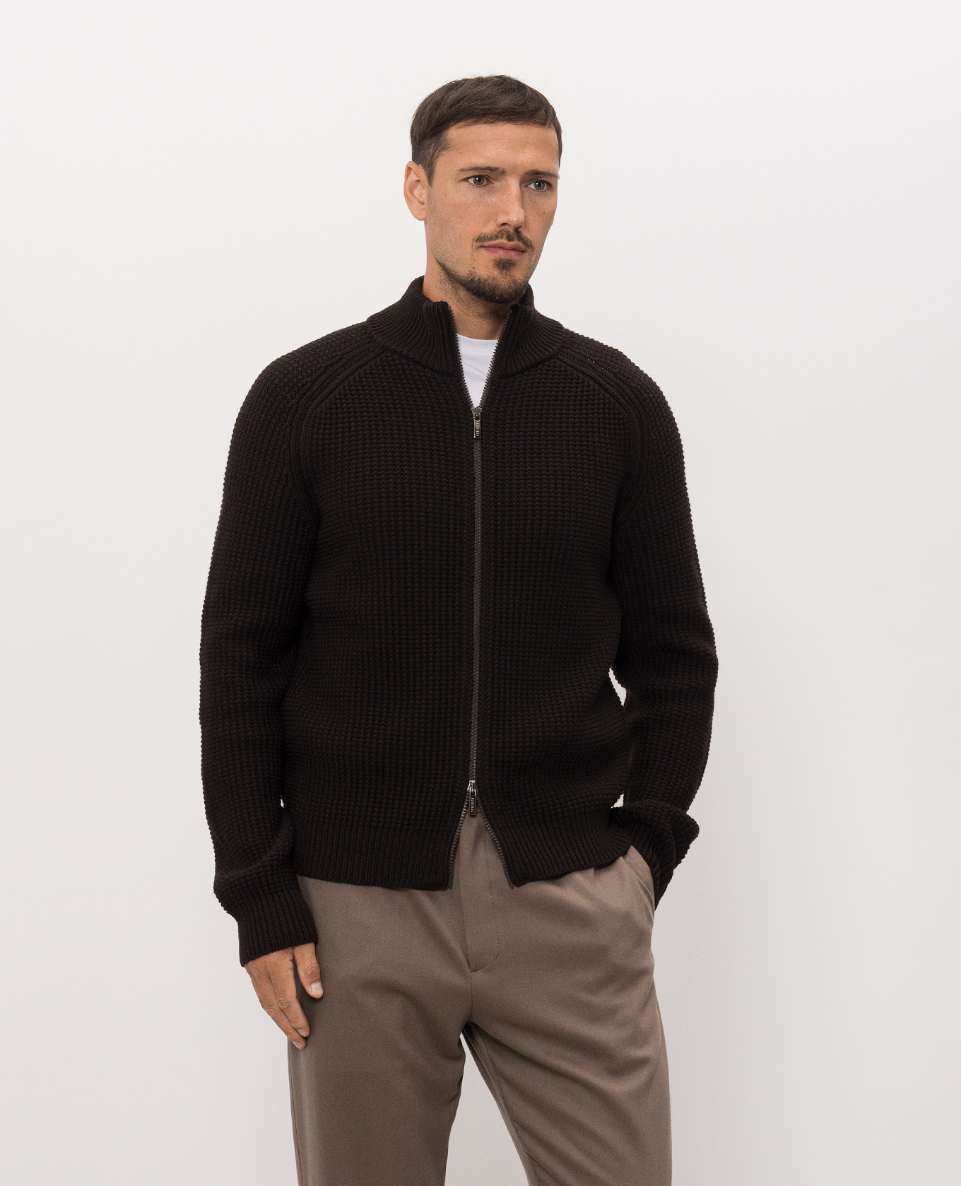 Brown wool cardigan Peserico 3