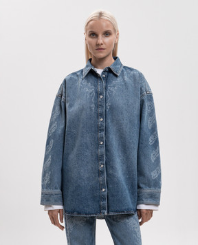 Off-White Blue denim shirt with print 2FB00664T