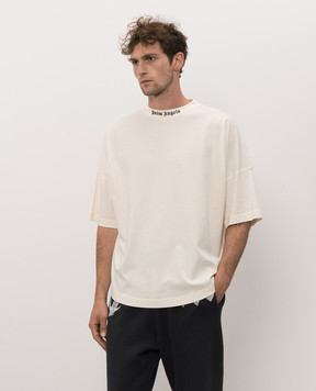 Palm Angels Ivory T-shirt with logo print PAMAA005JR002