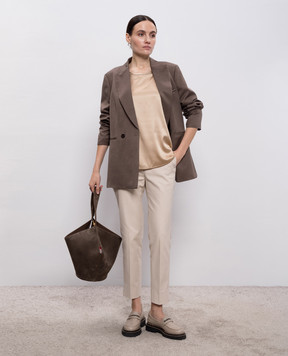 Peserico Beige silk blouse with chain A08893D02372