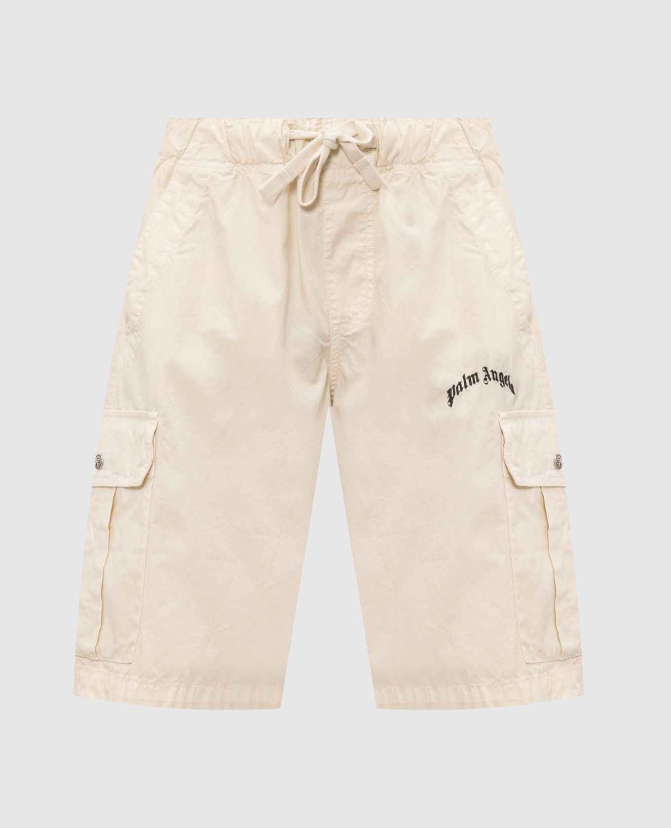 Beige cargo shorts with logo embroidery