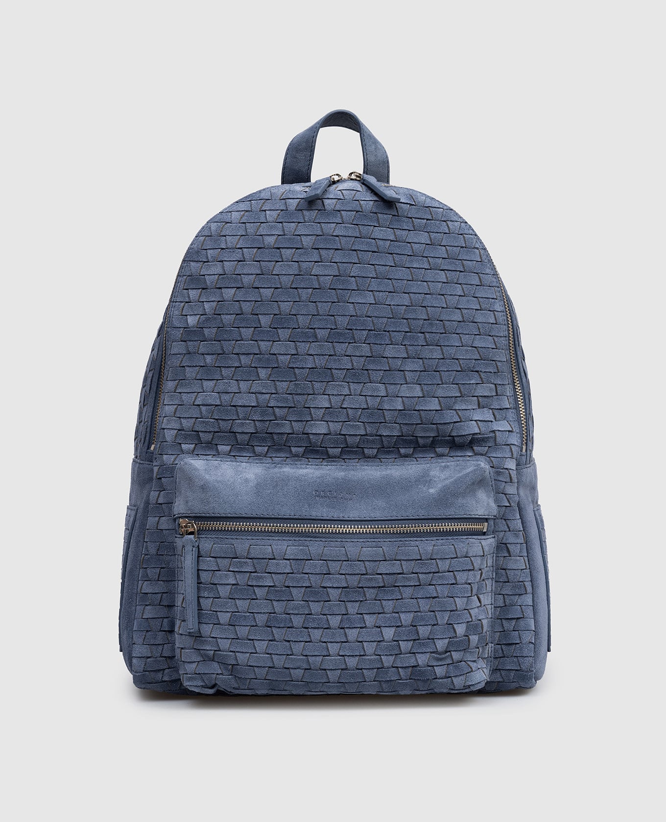 

Laio Chevrette Blue Suede Backpack with Weaving Orciani