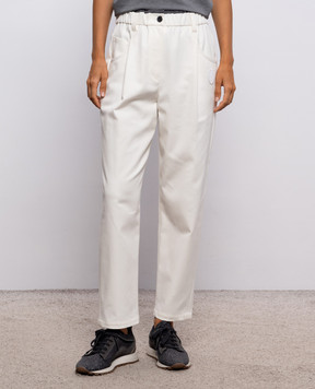 Brunello Cucinelli Ivory pants with monil chain MA126P9330