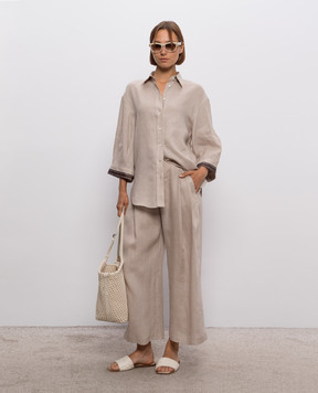 Brunello Cucinelli Beige linen shirt with sequins MP698MR606