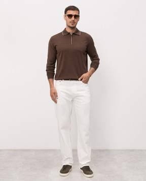 Stefano Ricci Brown wool, silk and cashmere polo shirt KE08004P30E26374