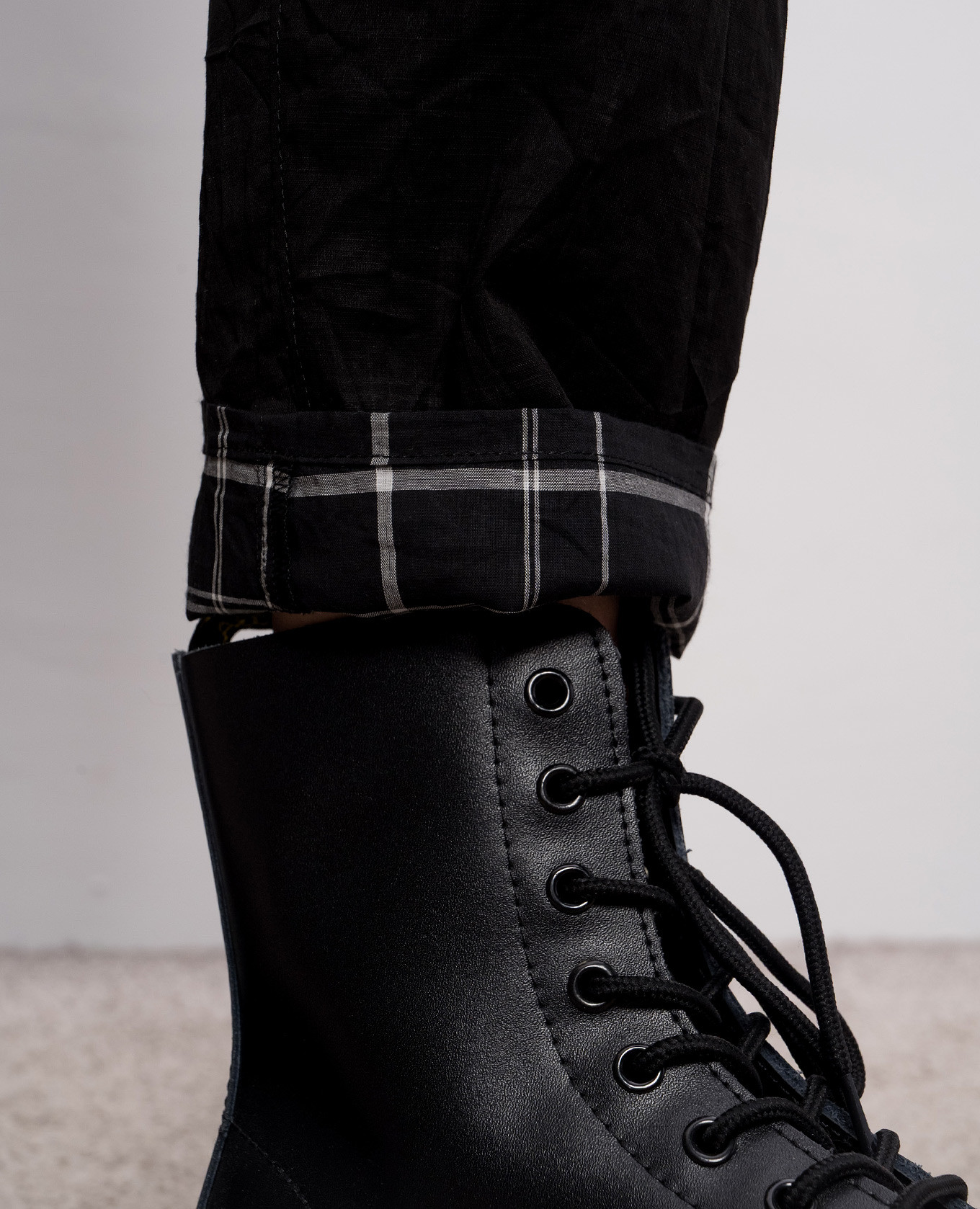 Black checked linen pants Y`S Yamamoto 5