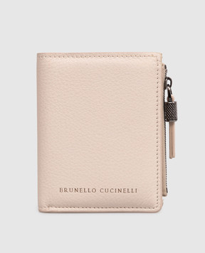 Brunello Cucinelli Beige leather wallet with logo print MWCAM2718