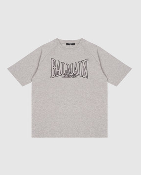 Balmain Children's gray T-shirt with logo embroidery BZ8H11Z31911214