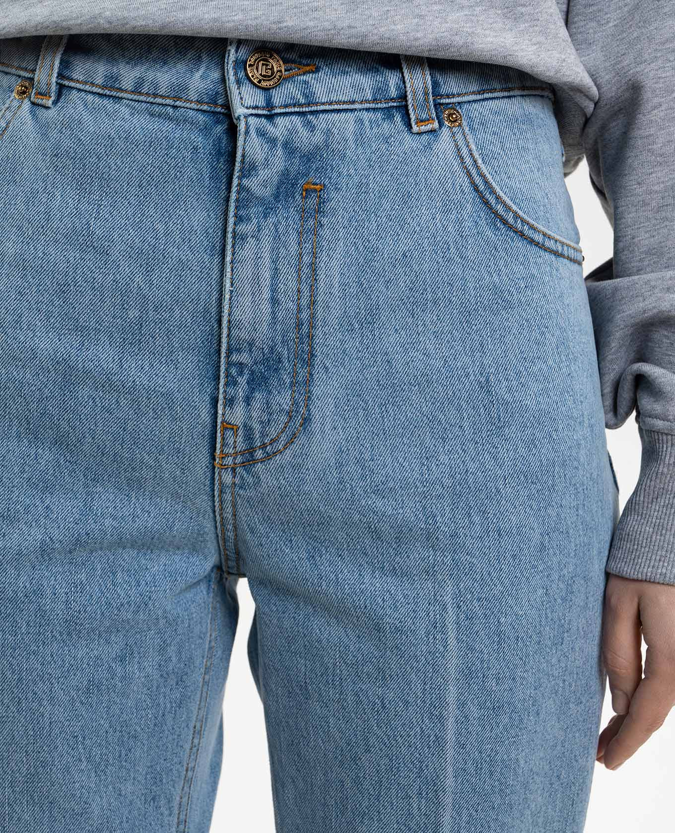 

Blue jeans with logo patch Balmain, Light blue