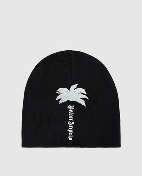 Palm Angels Black hat with logo embroidery PAMLC004KN003