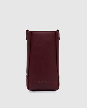 Brunello Cucinelli Burgundy leather bag with embossed logo MWXAD2739P