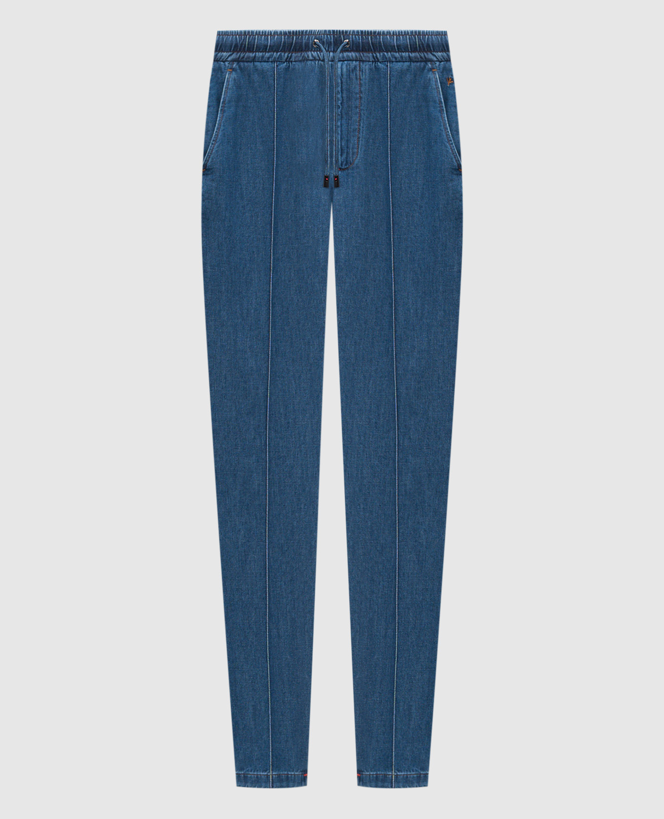 Blue jeans with emblem