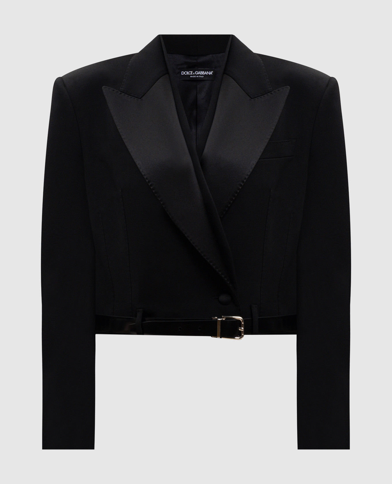 Black cropped wool and silk jacket Dolce&Gabbana