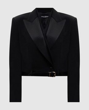 Dolce&Gabbana Black cropped wool and silk jacket F29WLTFU21E