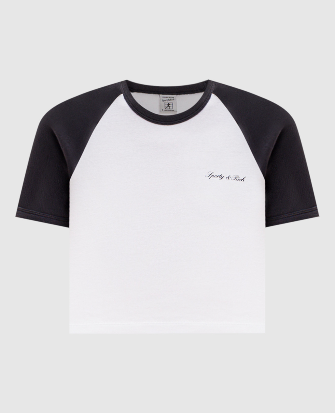 White cropped T-shirt with logo print Sporty & Rich